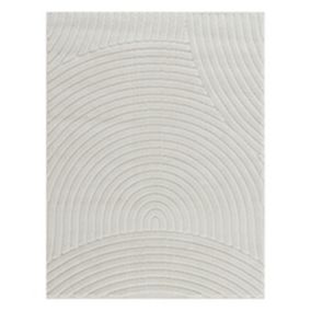 Aurora Vanilla Curve 3D effect Medium Rug, (L)160cm x (W)120cm