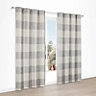 Auteur Beige Check Lined Eyelet Curtains (W)167cm (L)228cm, Pair