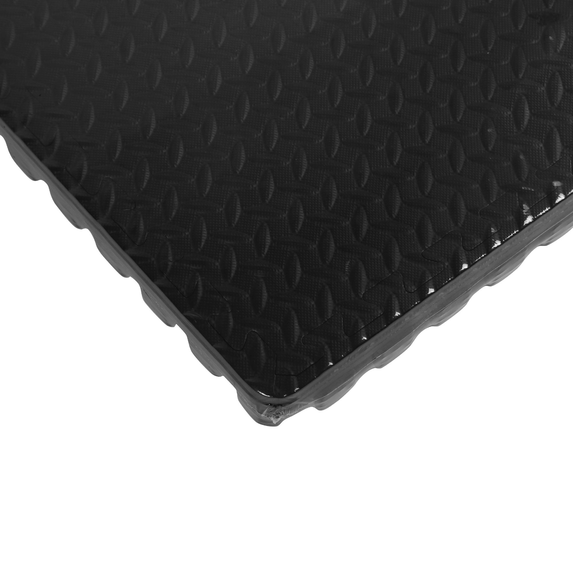 Anti-Slip Floor Interlocking Mat Black 600mm x 600mm x 10mm 6 Pack