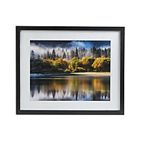 Autumn lake Black Framed print (H)440mm (W)540mm