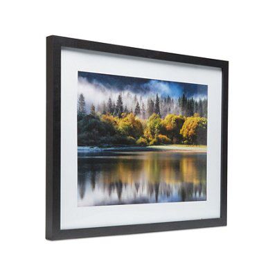 Autumn lake Black Framed print (H)44cm x (W)54cm
