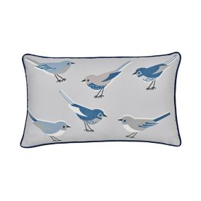 Aventurine Birds Blue & grey Cushion (L)50cm x (W)30cm