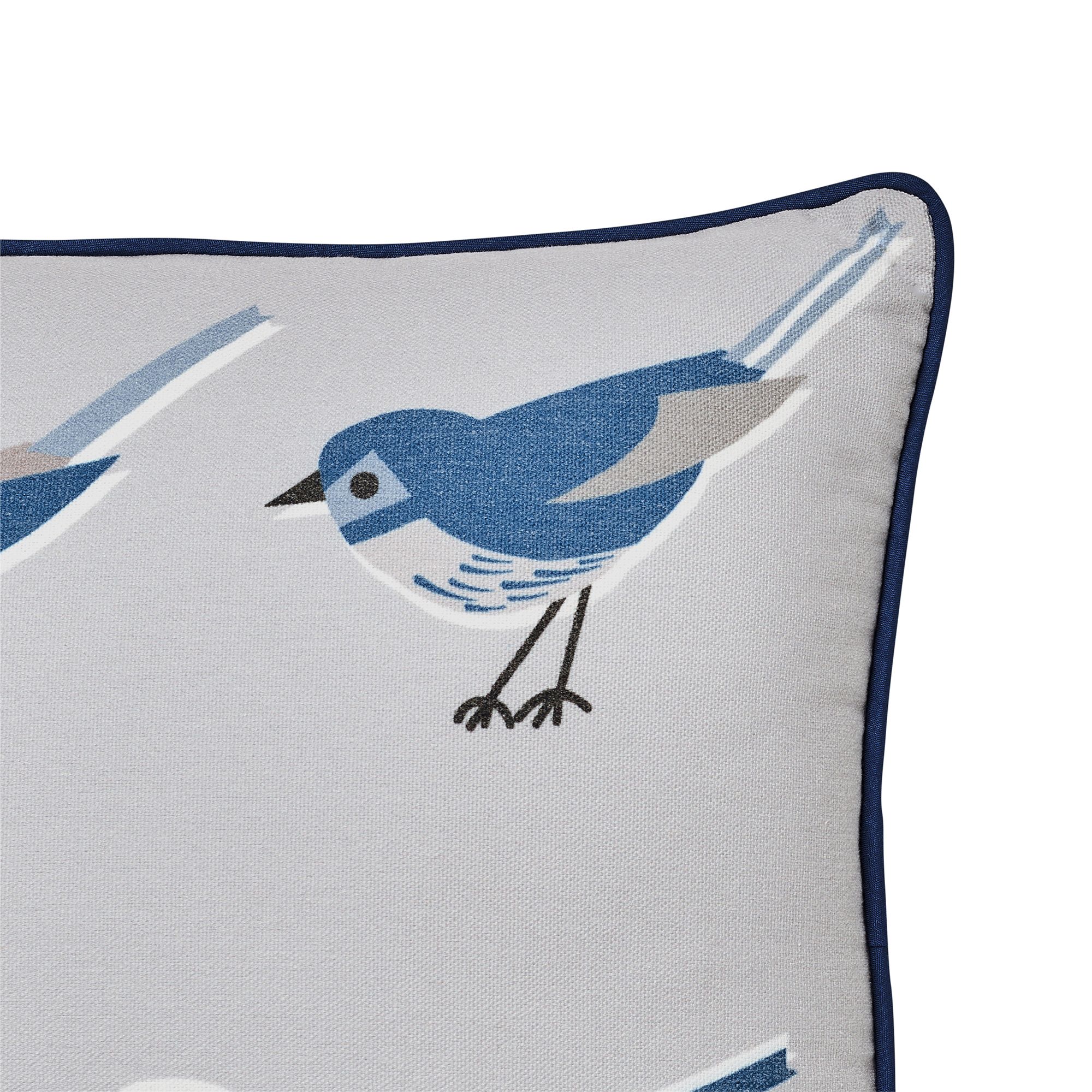 Aventurine Blue & grey Birds Woven effect Indoor Cushion, (L)50cm x (W)30cm