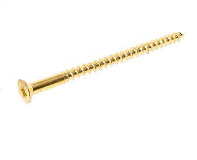 AVF PZ Flat countersunk Brass Furniture screw (Dia)5mm (L)75mm, Pack of 15
