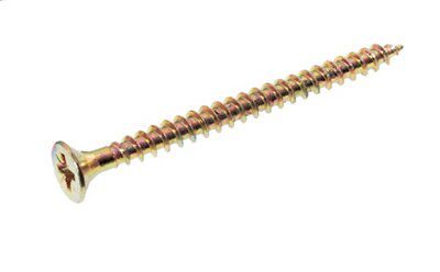 AVF PZ Flat countersunk Yellow-passivated Steel Screw (Dia)4mm (L)50mm, Pack