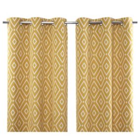 Awea Bright gold Bold geo Lined Eyelet Curtain (W)167cm (L)228cm, Pair