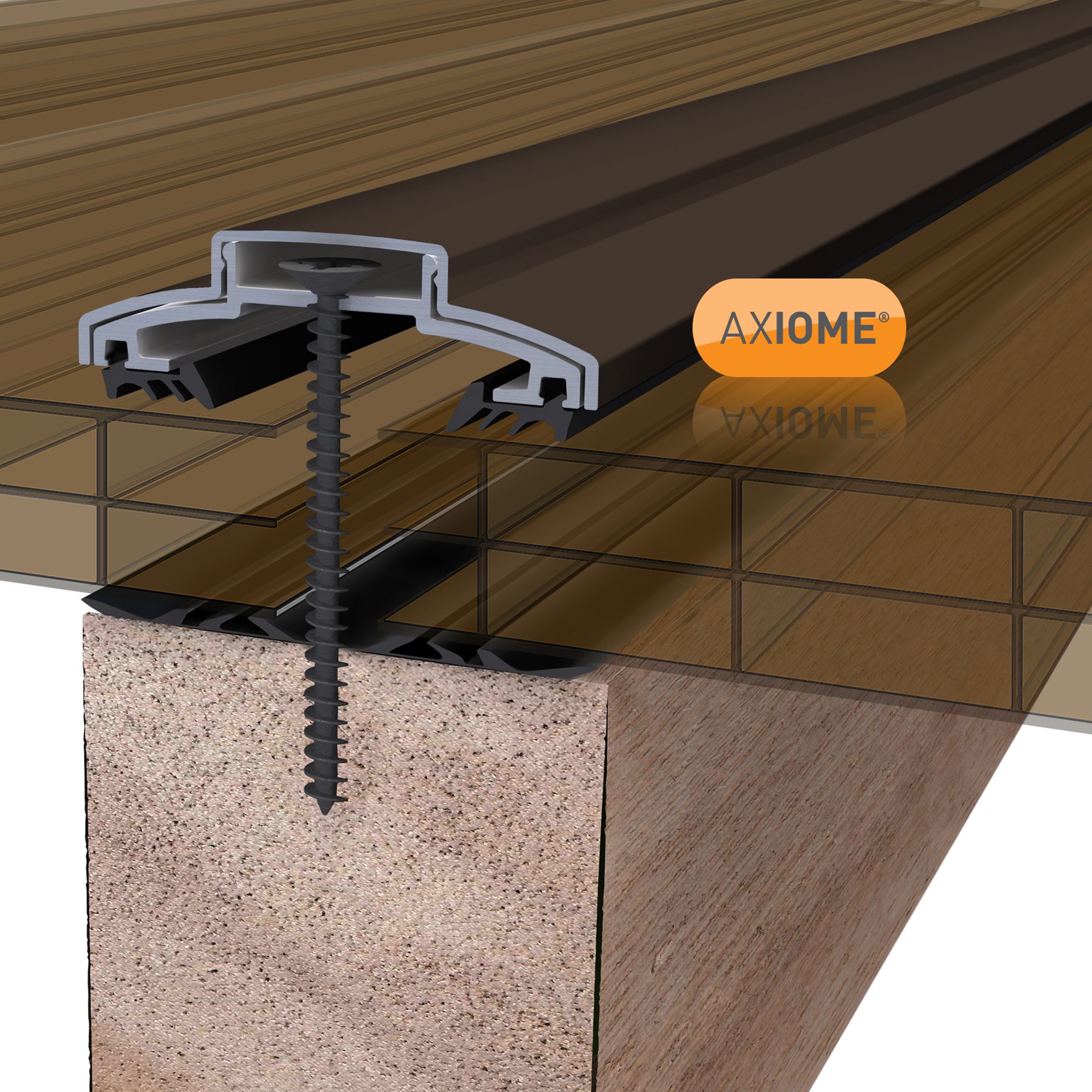 Axiome Bronze effect Polycarbonate Multiwall Roofing sheet (L)2.5m (W)690mm (T)16mm