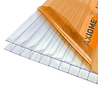 Axiome Clear Polycarbonate Twinwall Roofing sheet (L)3m (W)1000mm (T)10mm