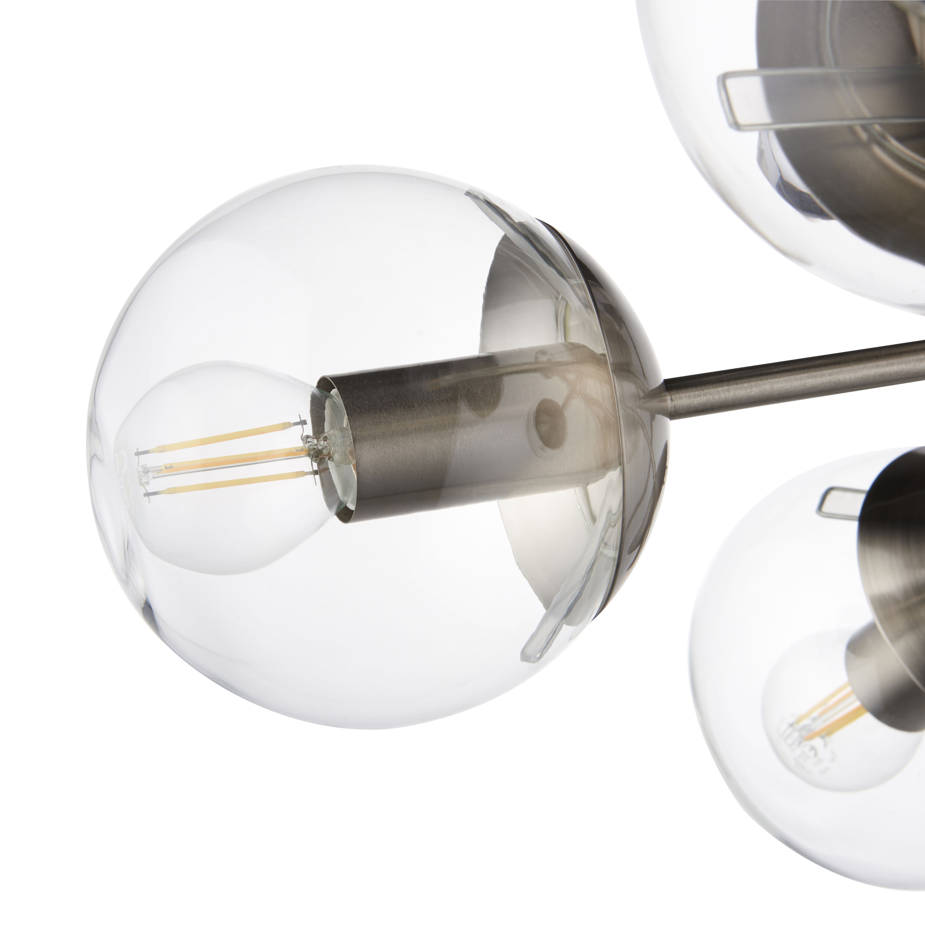 Axis Glass & steel Nickel effect 5 Lamp Ceiling light