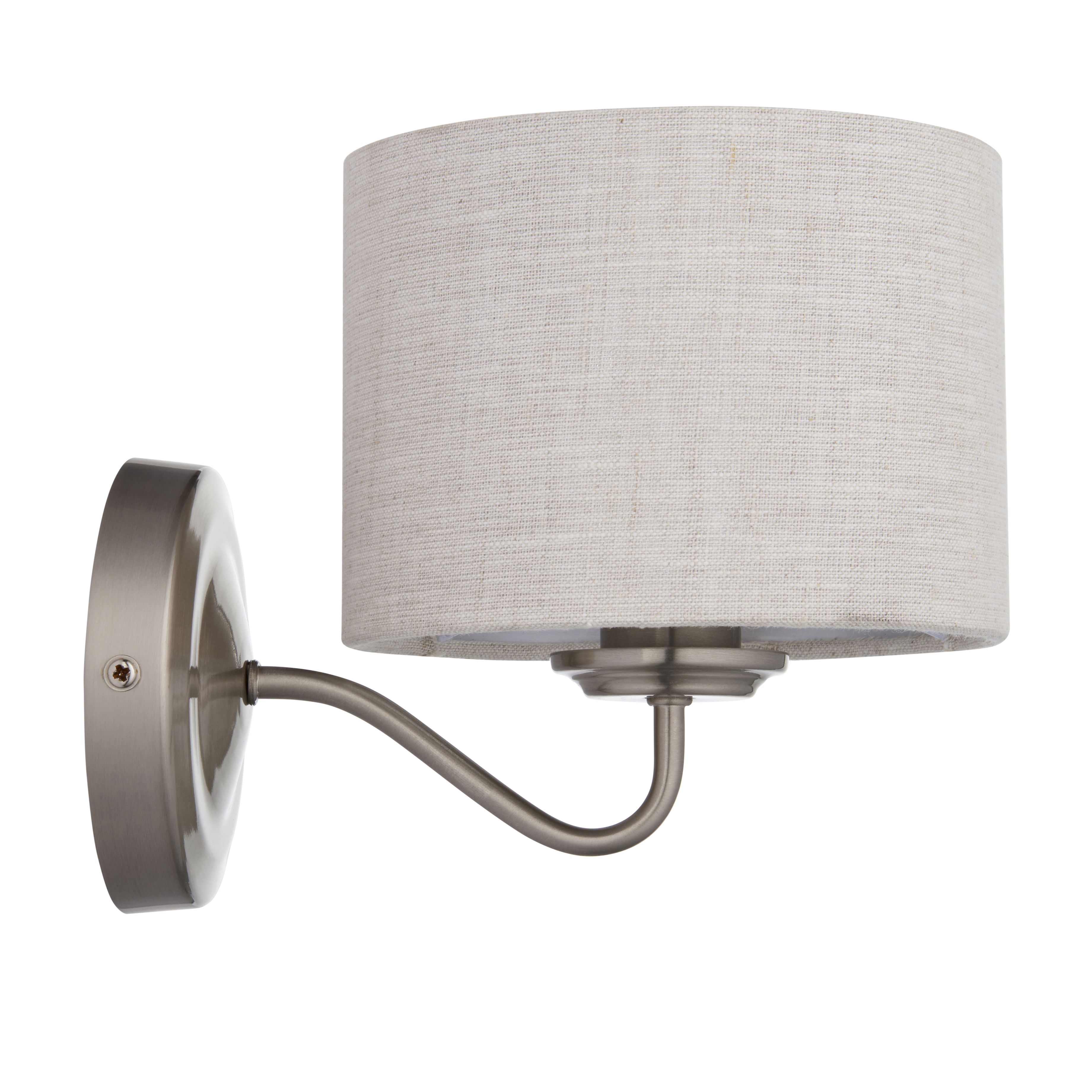 Ayrshire Satin Natural Linen effect Wired LED Wall light