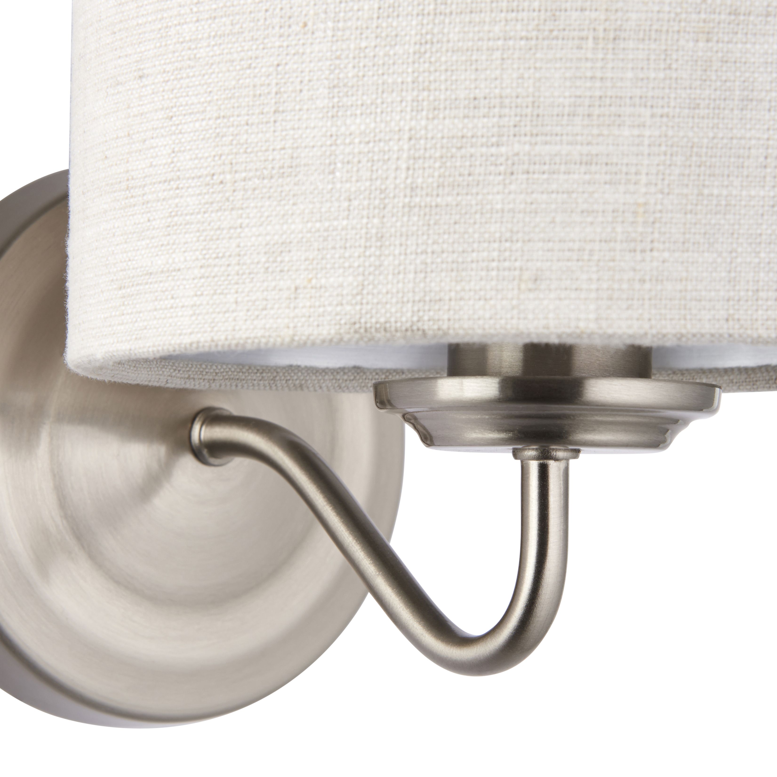 Ayrshire Satin Natural Linen effect Wired LED Wall light