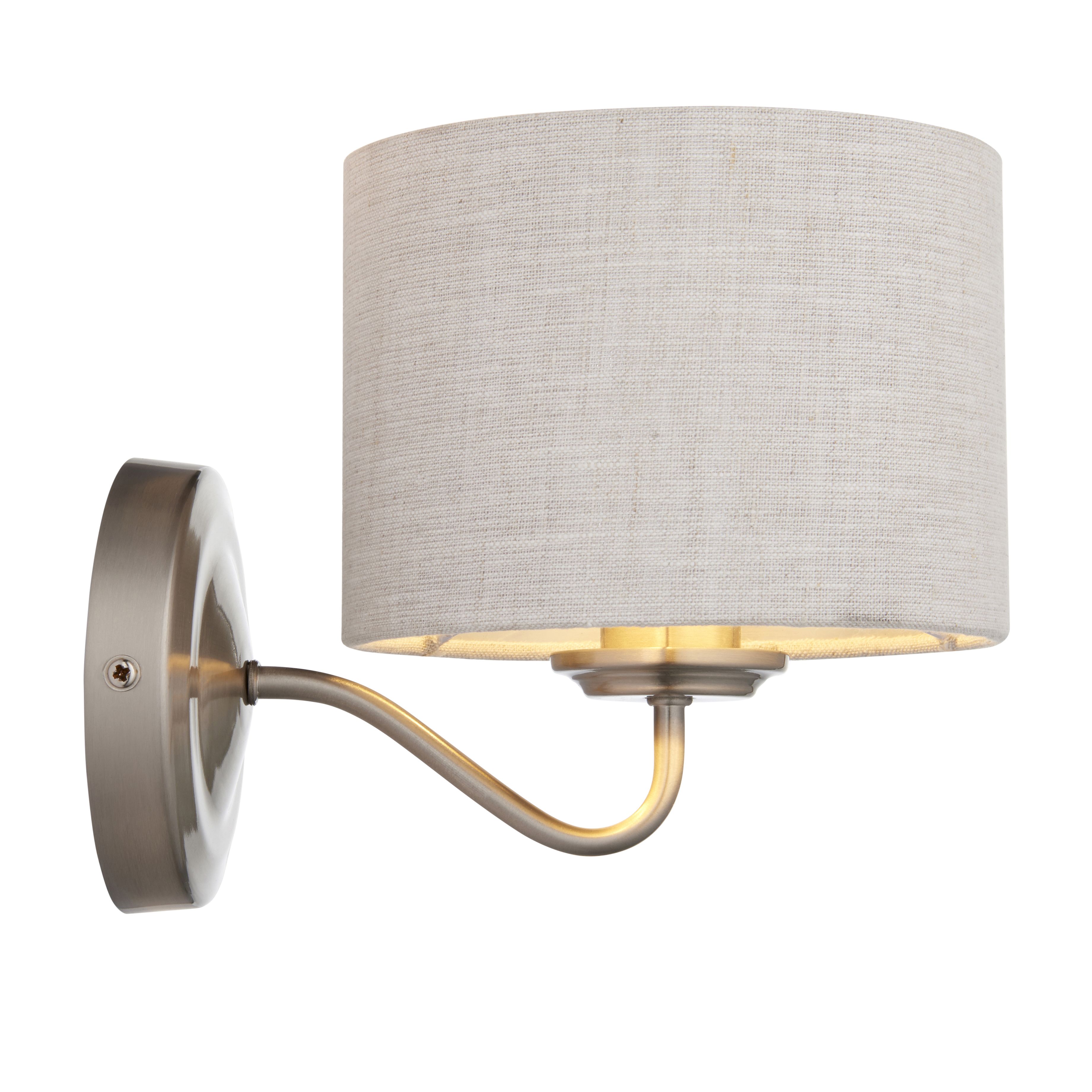 Ayrshire Satin Natural Linen effect Wired LED Wall light