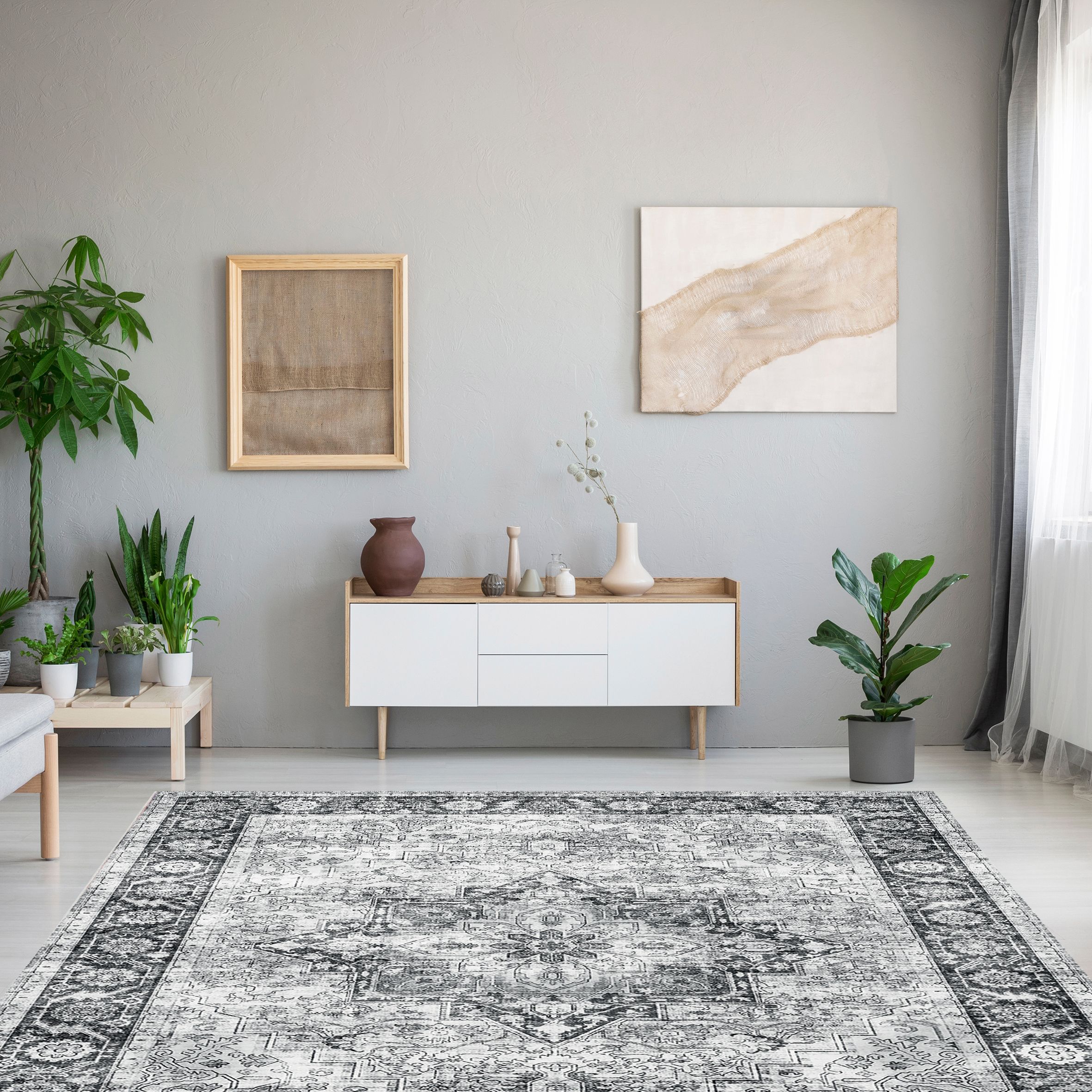 Azar Grey Persian Large Rug, (L)230cm x (W)160cm