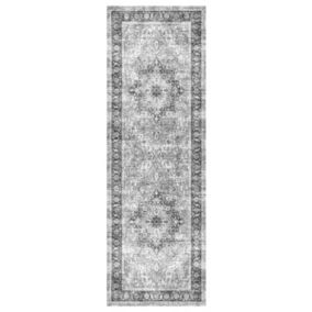 Azar Grey Traditional Large Runner, (L)180cm x (W)60cm