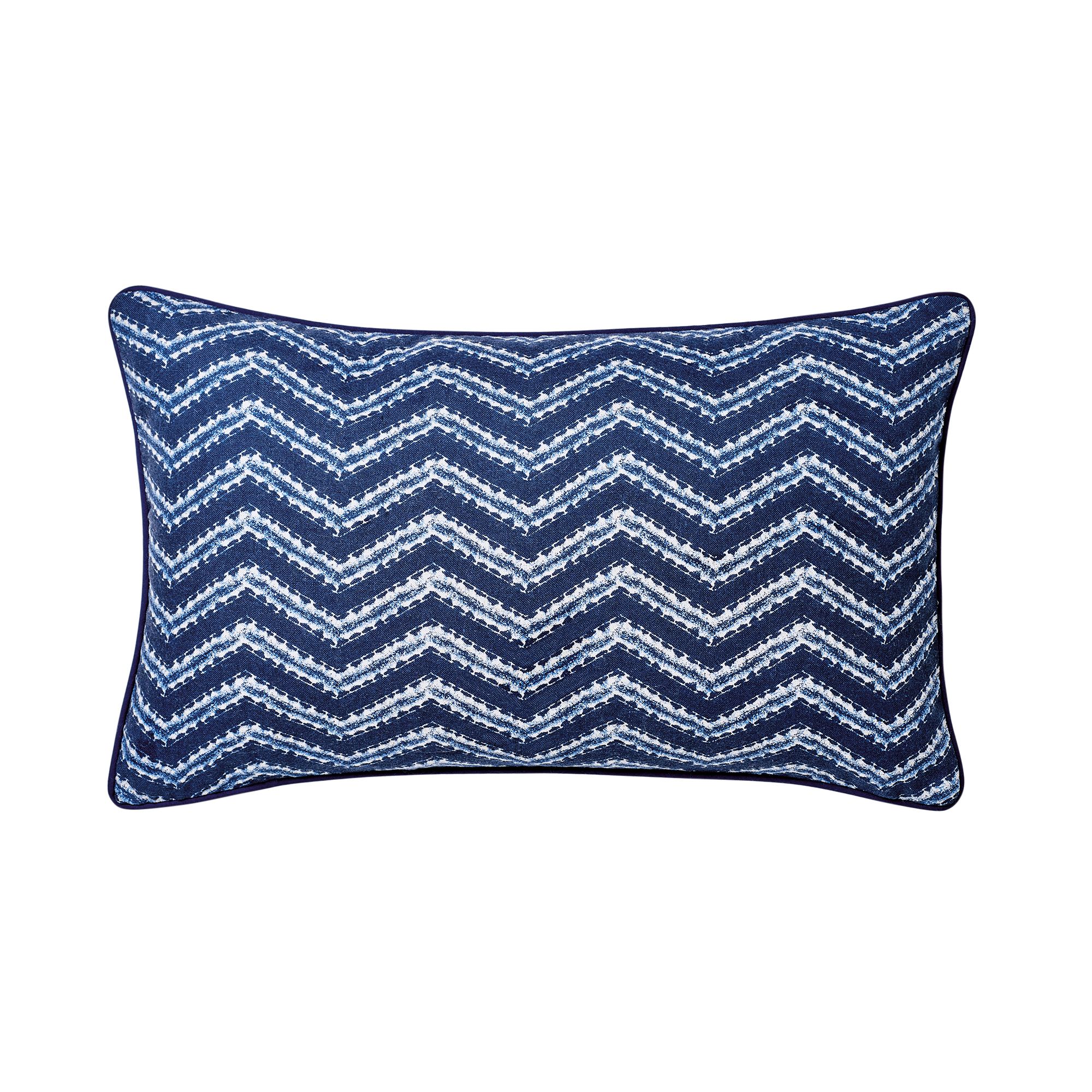 Azur Blue & white Herringbone Indoor Cushion (L)30cm x (W)50cm | DIY at B&Q