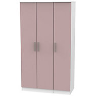 Azzurro Contemporary Matt pink & white Tall Triple Wardrobe (H)1970mm (W)1110mm (D)530mm