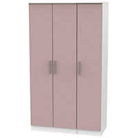 Azzurro Contemporary Pre-assembled Matt pink & white 3 door Tall Triple Wardrobe (H)1970mm (W)1110mm (D)530mm