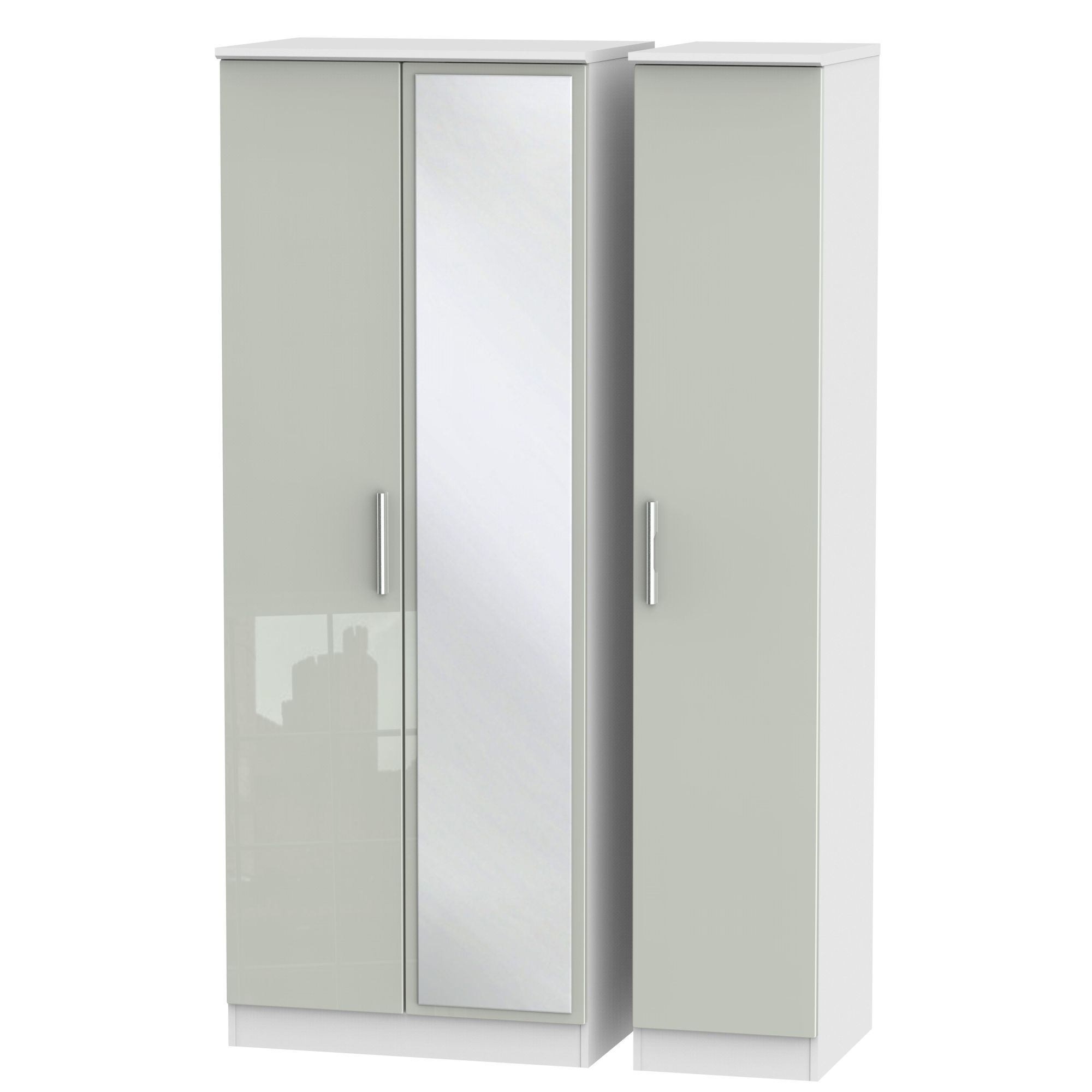 Azzurro Contemporary Pre-assembled Mirrored High Gloss Grey & White 3 ...