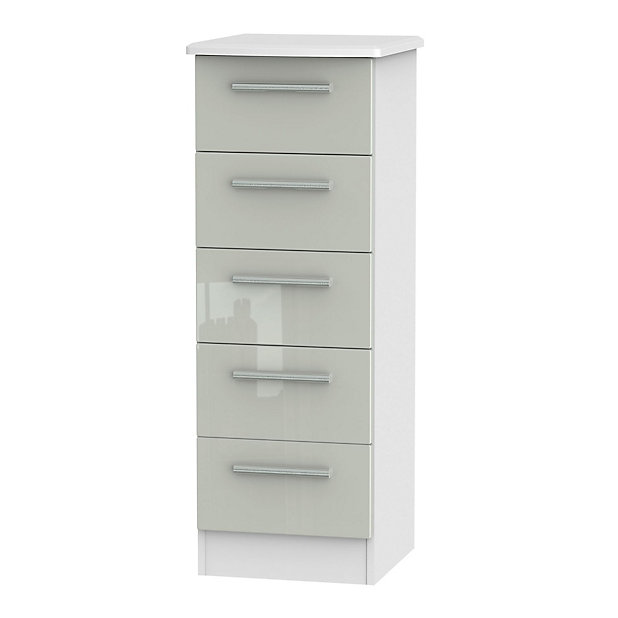 White 5 Drawer Tall Chest H 1075mm, Tall Long White Dresser With Deep Drawers