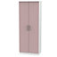 Azzurro Ready assembled Contemporary Matt pink & white Tall Double Wardrobe (H)1970mm (W)740mm (D)530mm