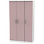 Azzurro Ready assembled Contemporary Matt pink & white Tall Triple Wardrobe (H)1970mm (W)1110mm (D)530mm