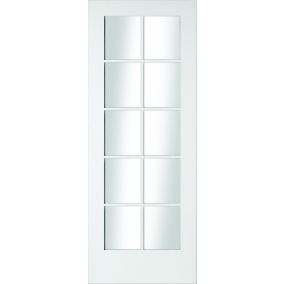 B&Q 10 Lite Glazed White Internal Door, (H)1981mm (W)838mm (T)35mm