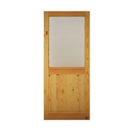 B&Q 2 panel Glazed Pine veneer LH & RH External Back Door, (H)1981mm (W)762mm