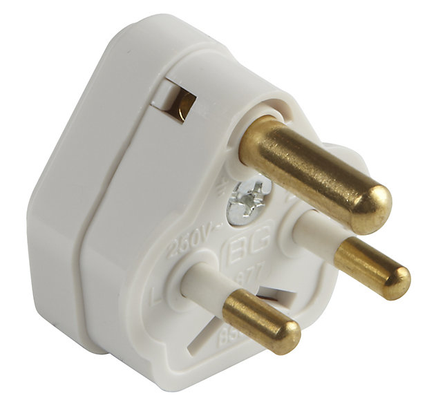 WHITE 2A/AMP 3 Round Pin Mains Plug for Wall Light/Lamp/Socket 