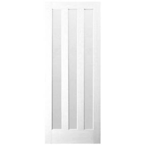 B&Q 3 panel Glazed White Internal Door, (H)1981mm (W)686mm (T)35mm