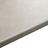 B&Q 38mm Chalk White Travertine effect Earthstone Round edge Kitchen Worktop, (L)2000mm