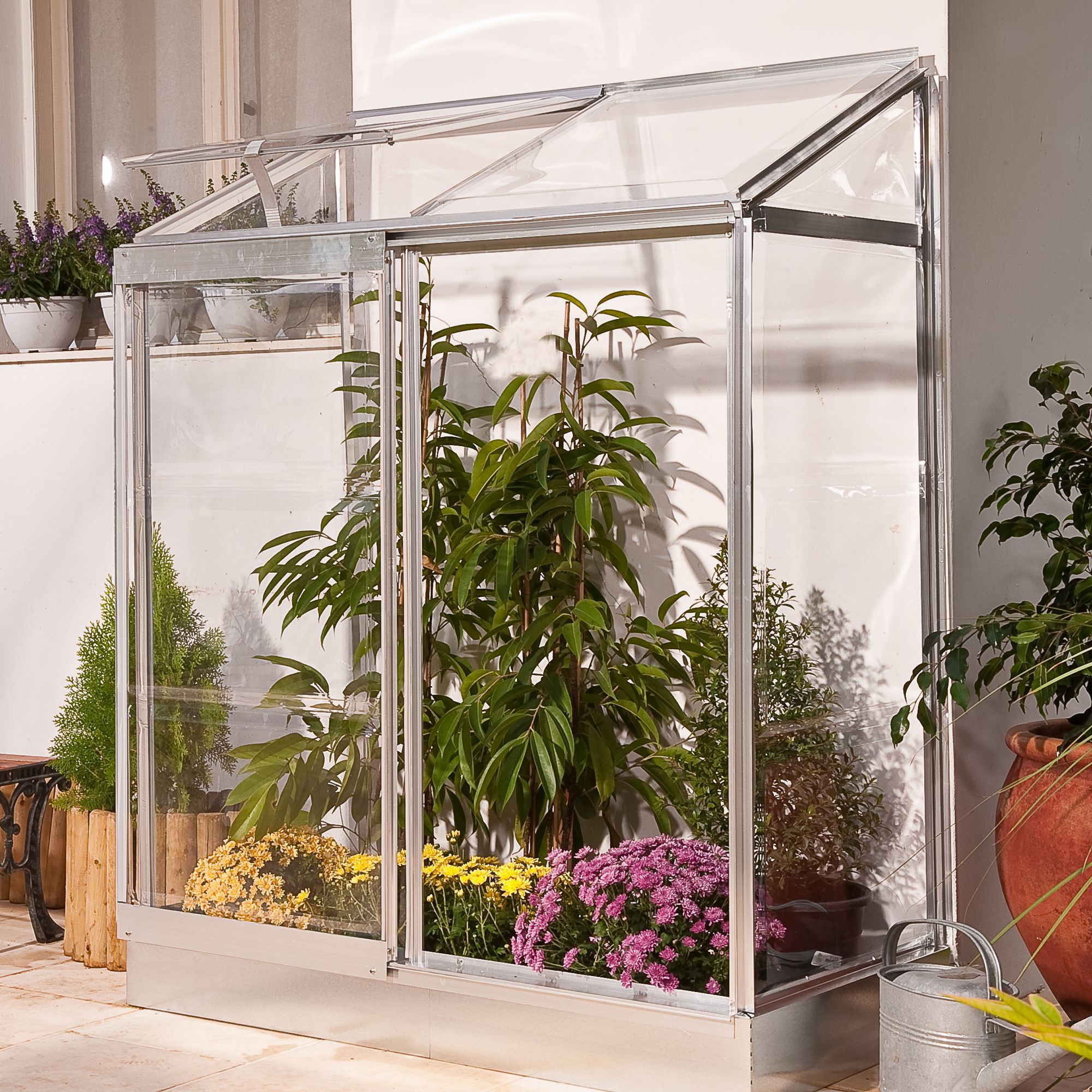 B Q 4x2 Polycarbonate Lean To Mini Greenhouse Diy At B Q