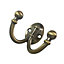 B&Q Antique brass effect Zinc alloy Double Hook (Holds)10kg