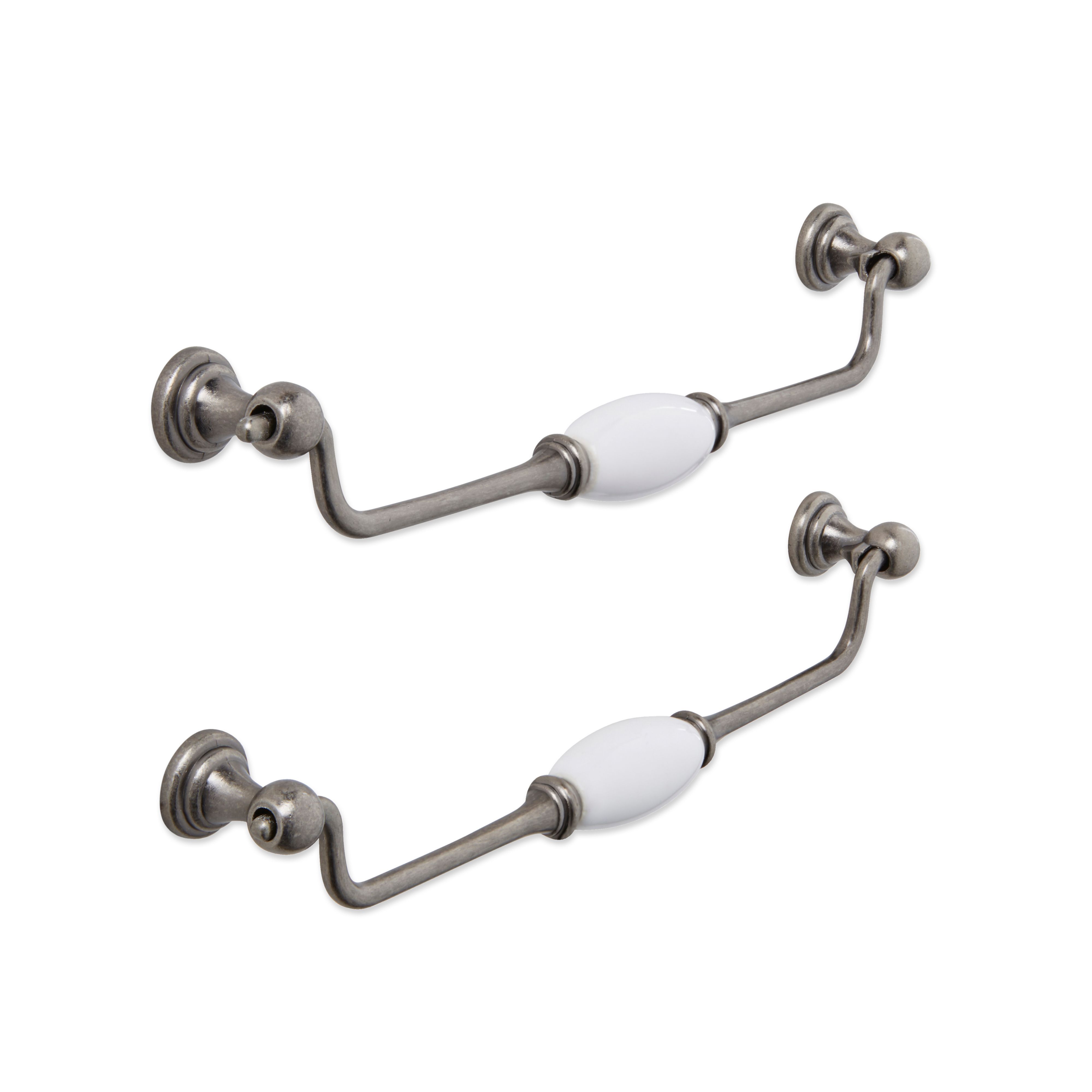 B Q Antique Pewter Effect Drop Furniture Handle Pack Of 2 Diy At B Q