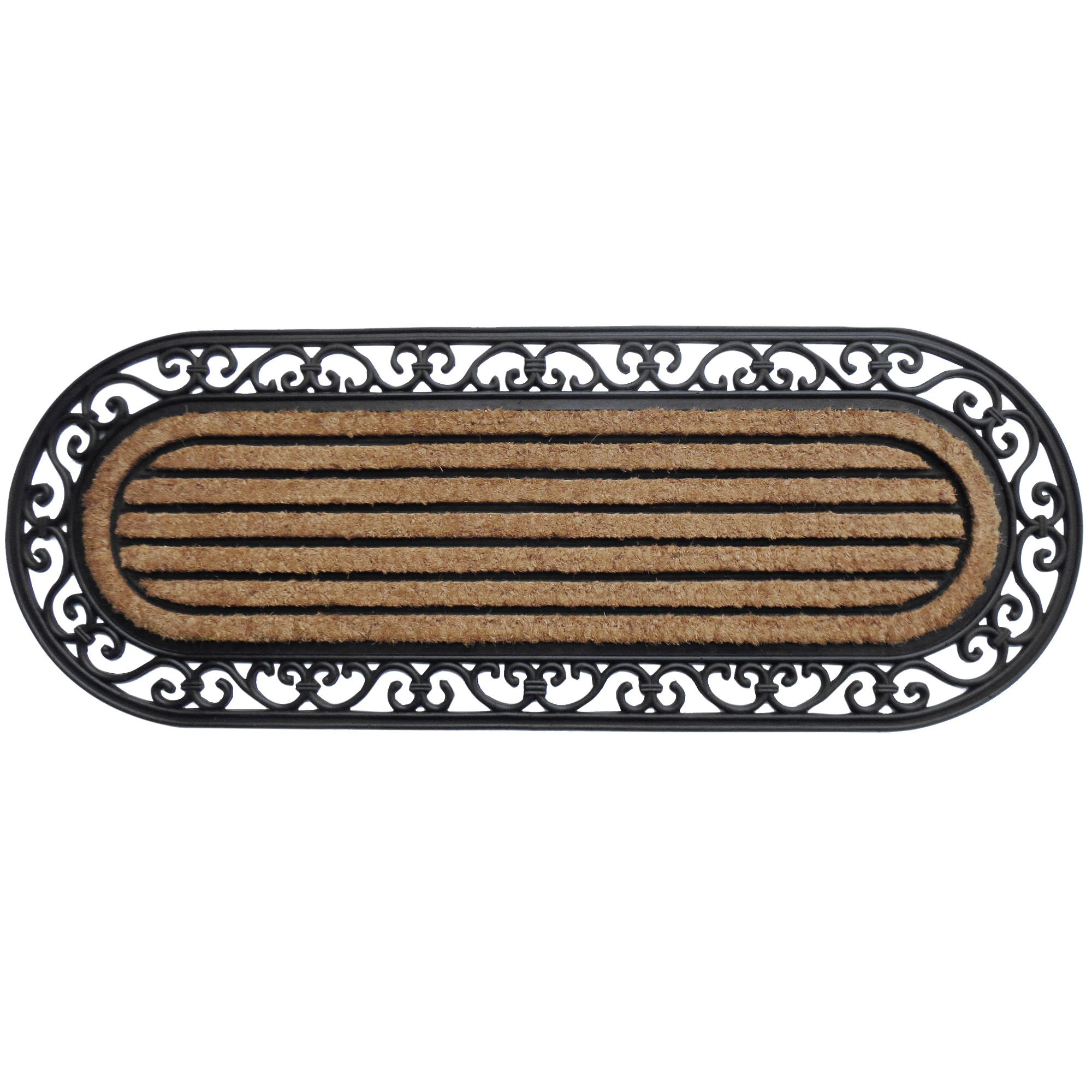 B&Q Black & natural Coir & rubber Door mat (L)0.12m (W)0.45m DIY at B&Q