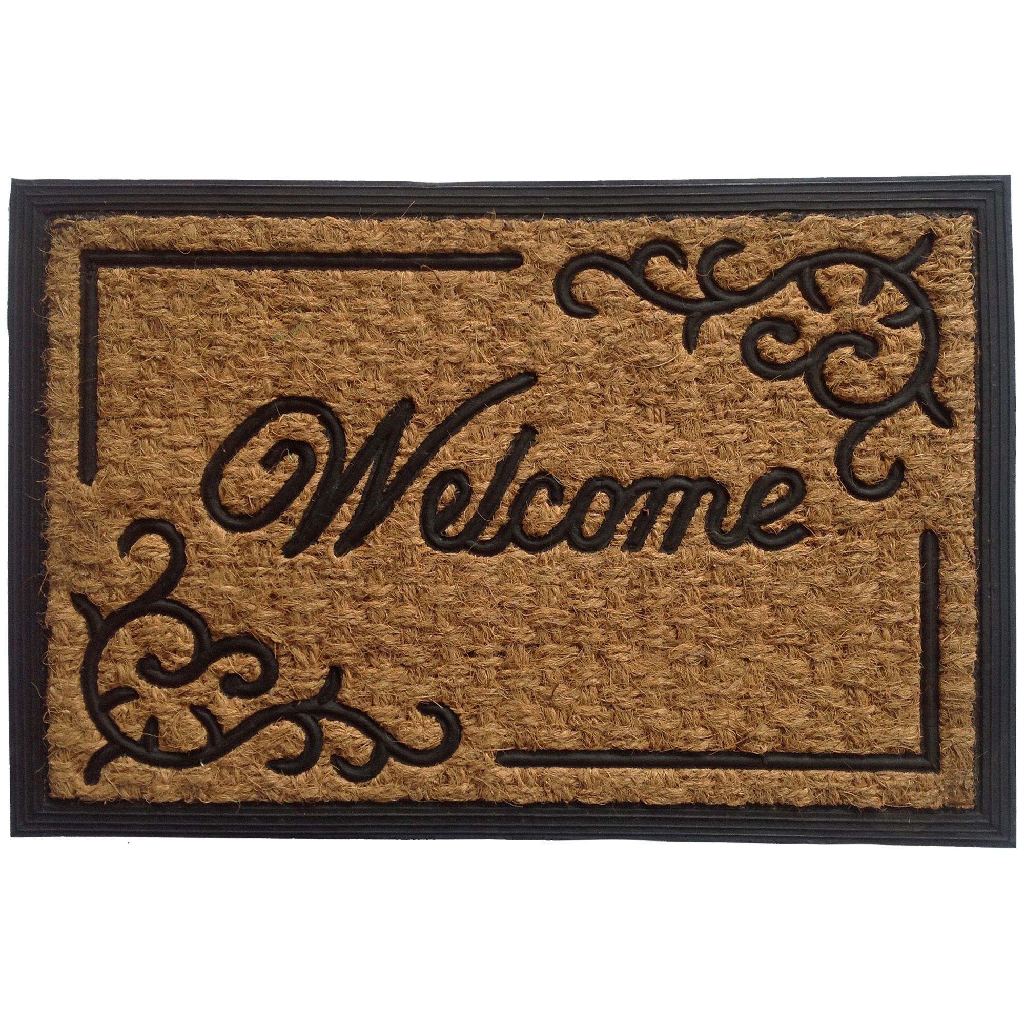 B&Q Black & natural Rectangular Door mat, 60cm x 40cm DIY at B&Q