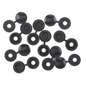 B&Q Black Plastic Screw cap (Dia)12mm, Pack of 10