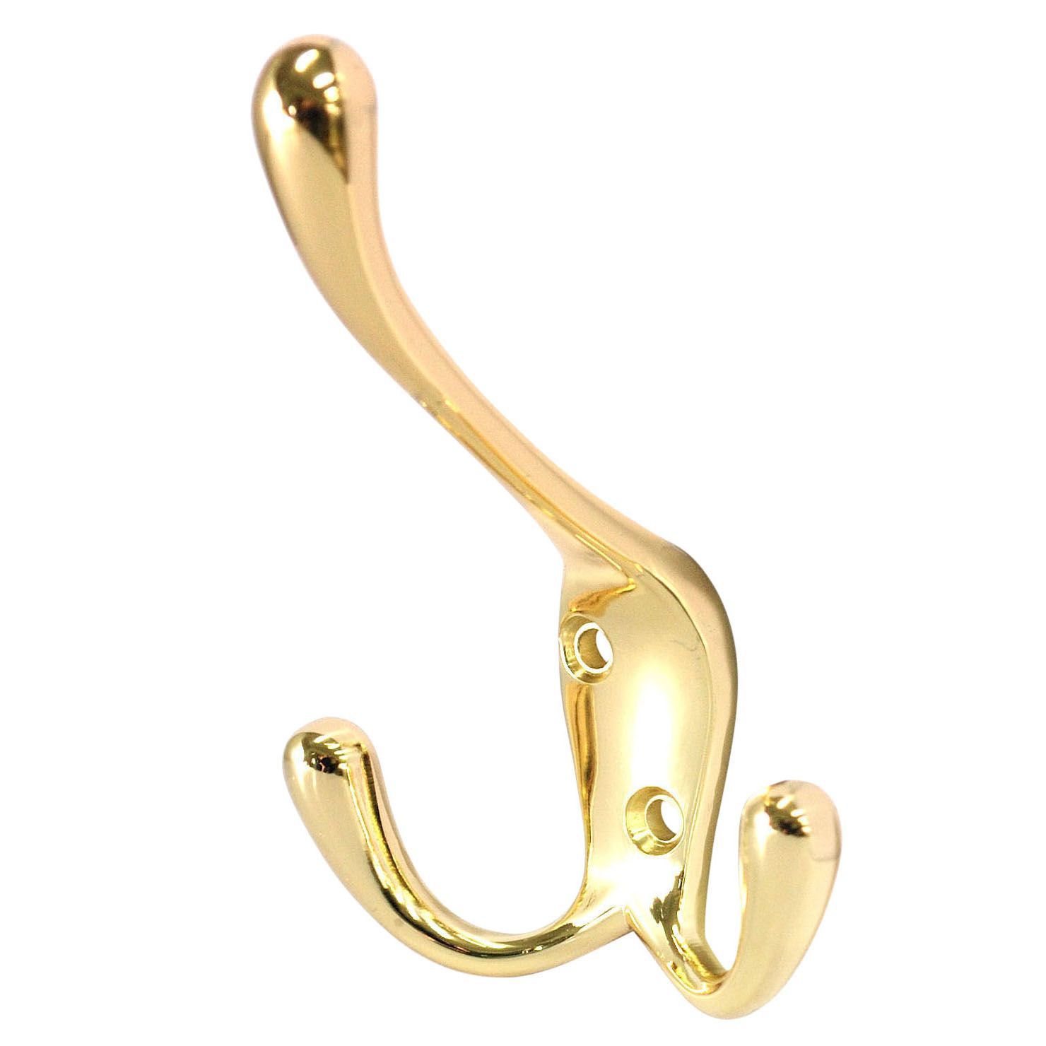 B&Q Brass effect Zinc alloy Large Triple Hook (Holds)7.5kg | DIY at B&Q