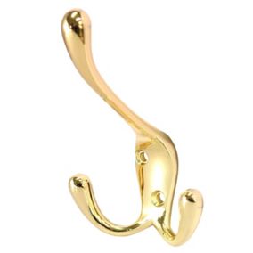 B&Q Brass effect Zinc alloy Large Triple Hook (Holds)7.5kg