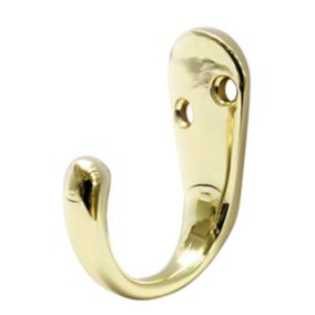 B&Q Brass effect Zinc alloy Single Hook (H)18mm (W)37mm (Max)10kg