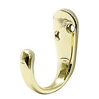 B&Q Brass effect Zinc alloy Single Hook (Holds)10kg
