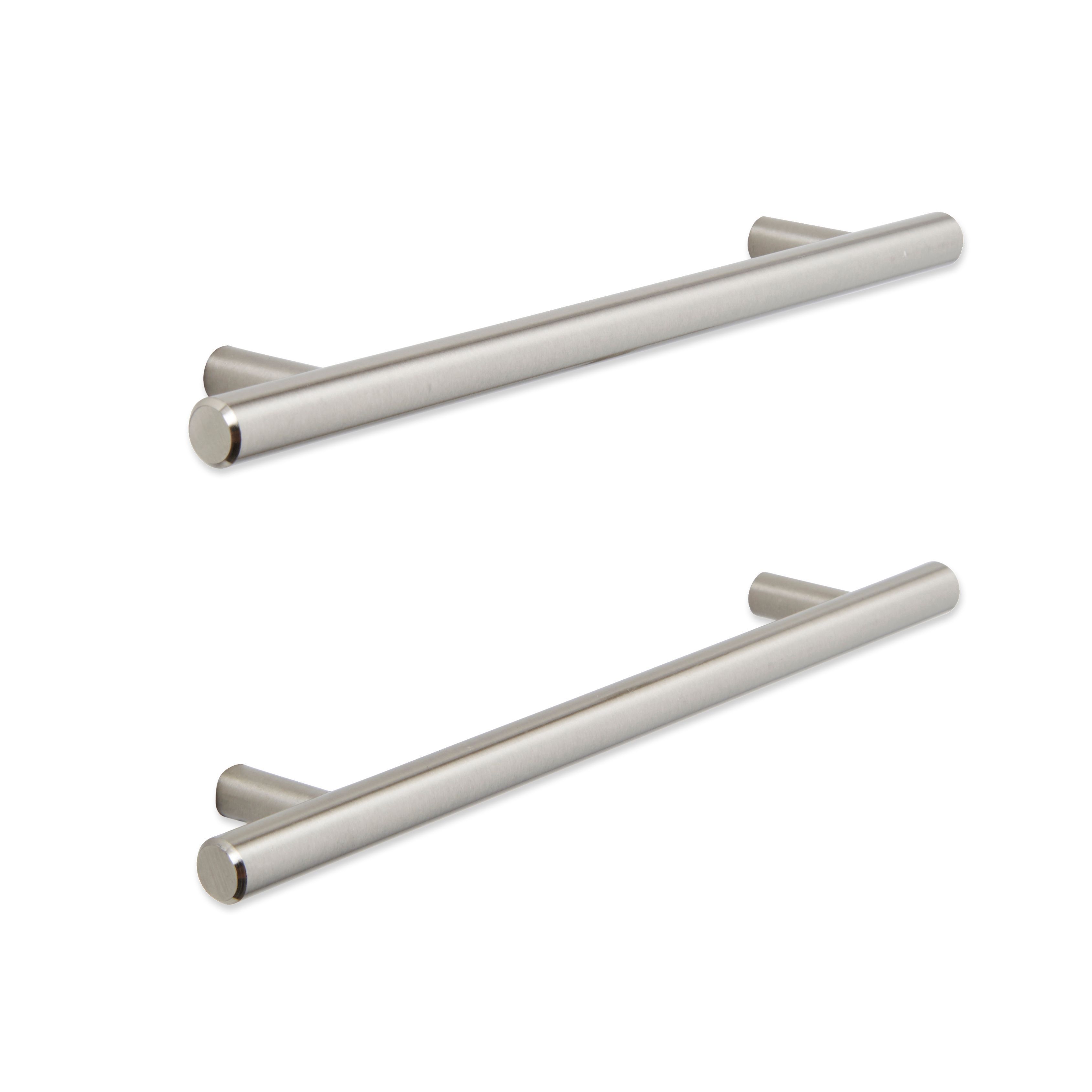 B&Q Brushed Nickel effect Straight Furniture handle, Pack of 2 | DIY at B&Q