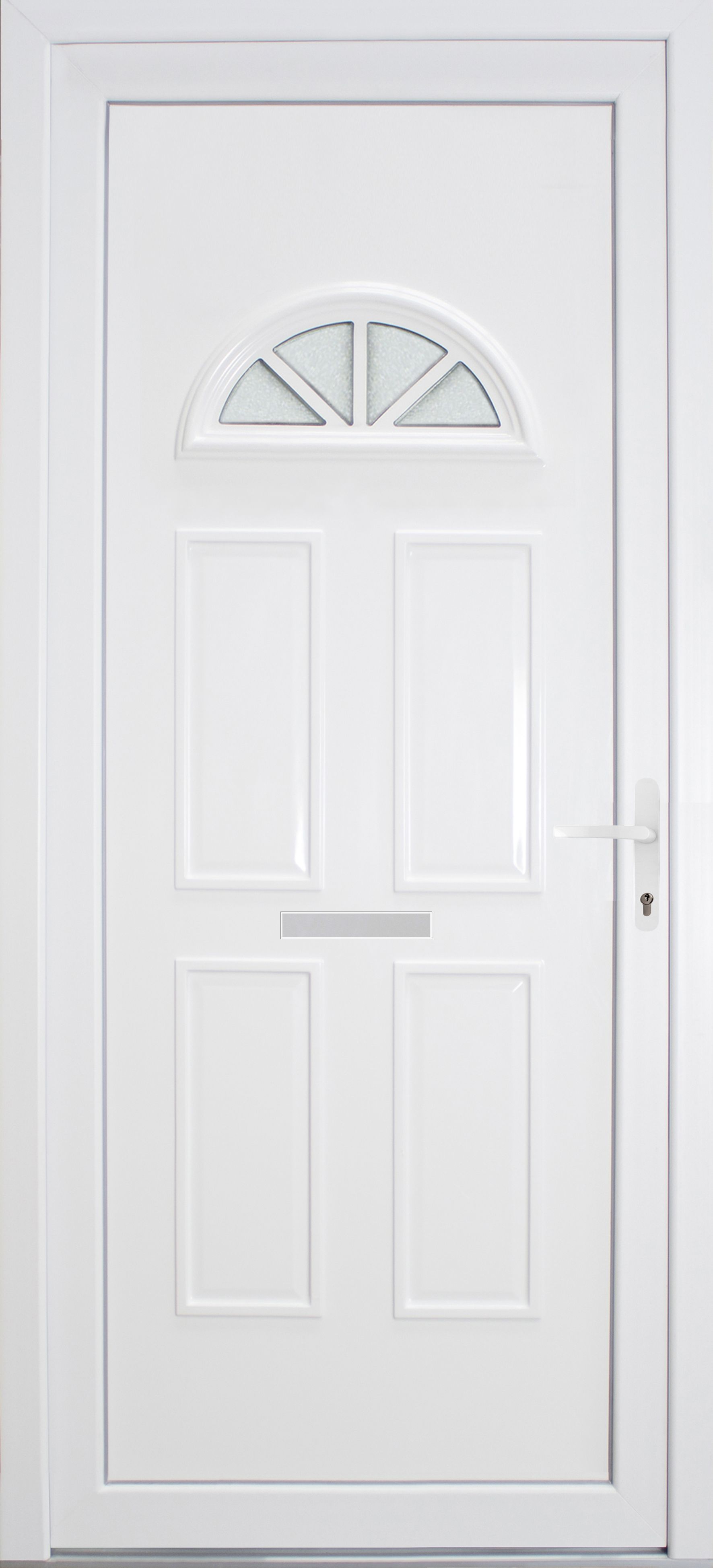 B&Q Carolina Frosted Glazed White LH External Front Door Set, (H)2055mm ...