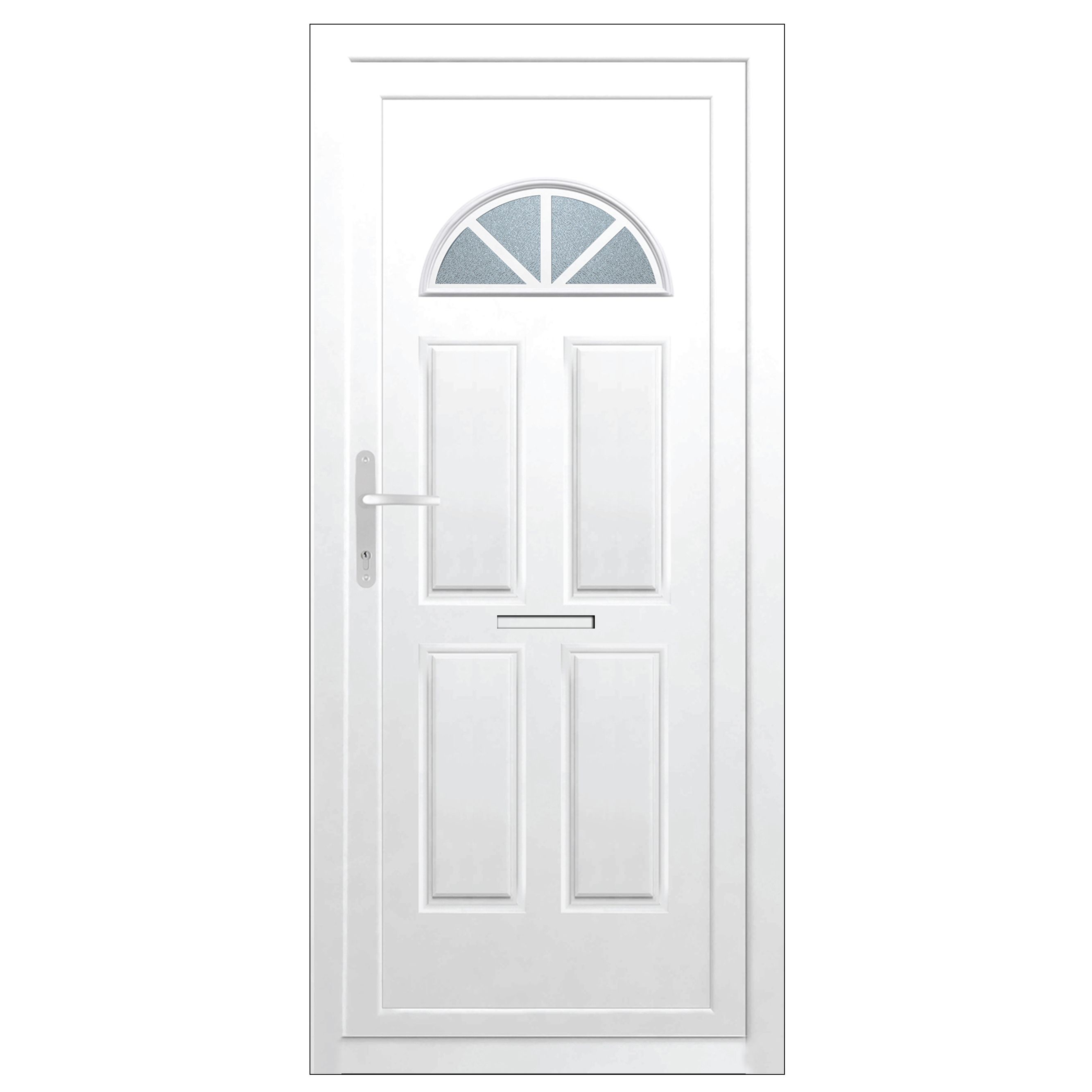 B&Q Carolina Frosted Glazed White uPVC RH External Front Door set, (H ...