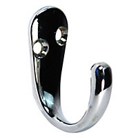 B&Q Chrome effect Zinc alloy Single Hook (H)18mm (W)37mm (Max)5kg