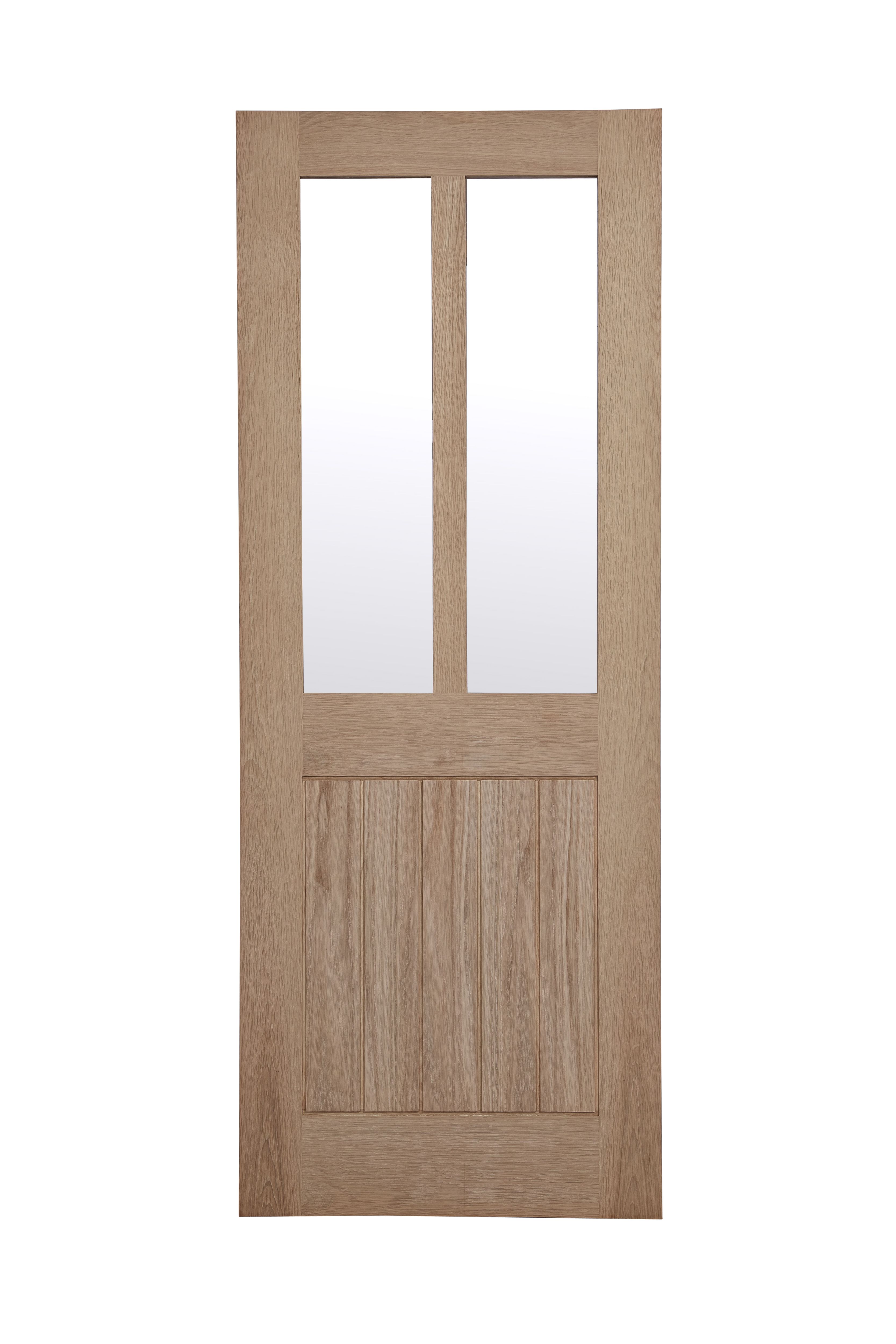 B&Q Glazed Cottage Oak veneer Internal Door, (H)1981mm (W)838mm (T)35mm ...