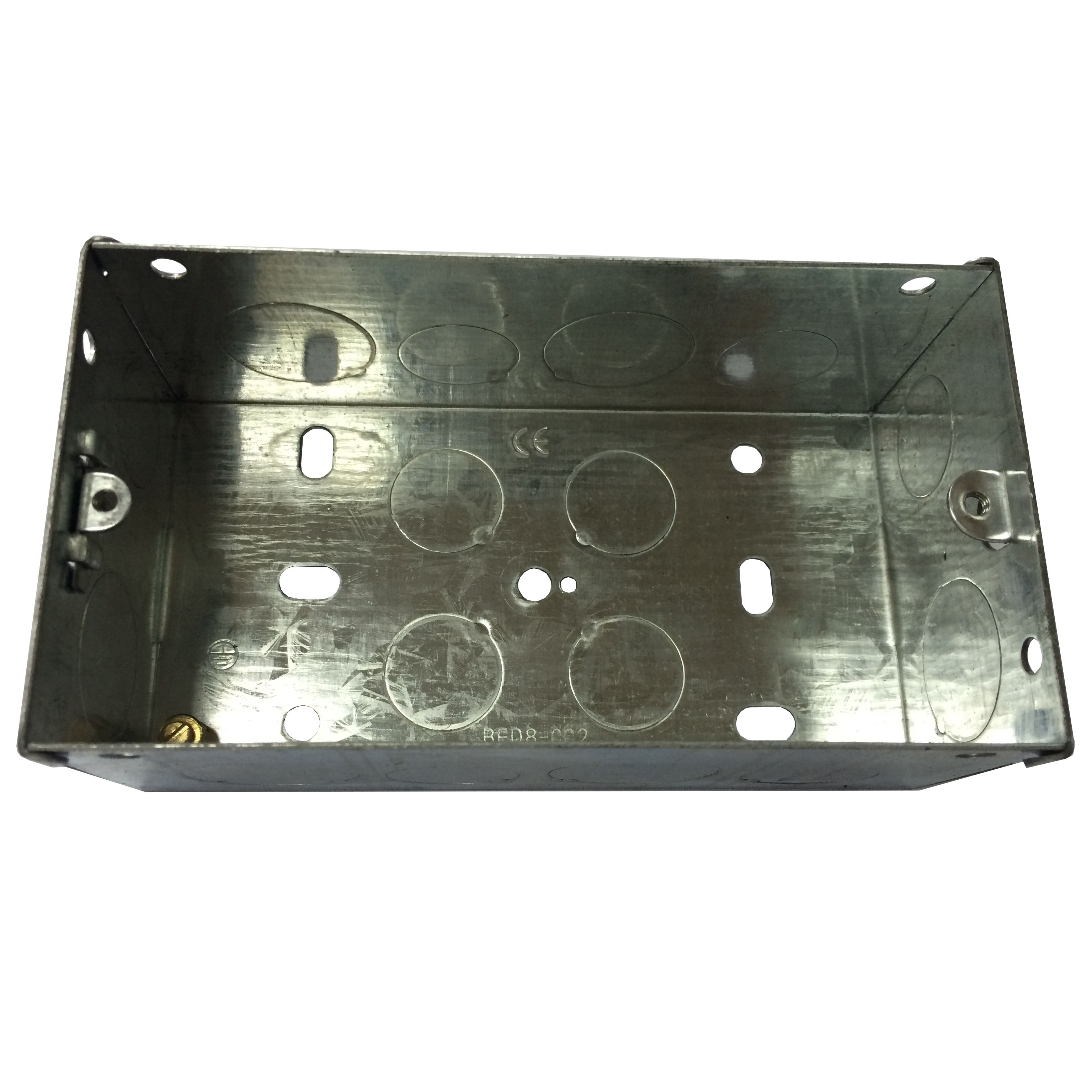 B&Q Metal 47mm Double Pattress box DIY at B&Q