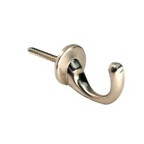B&Q Nickel effect Zinc alloy Single Hook (Holds)5kg