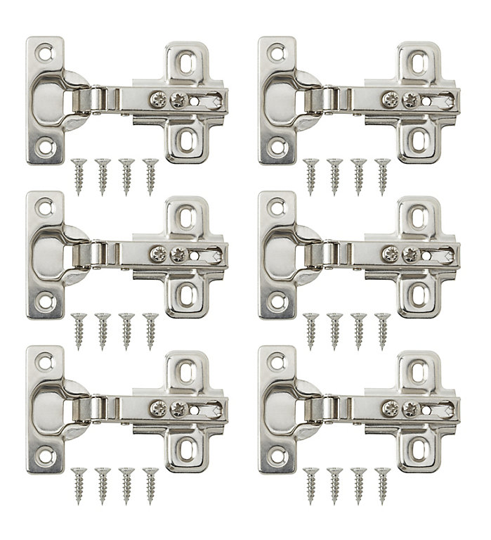 B&Q Nickel-plated Metal Unsprung Concealed hinge (L)26mm, Pack of 6 ...