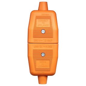B&Q Orange 10A Switched 2 pin plug & socket