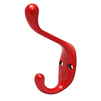B&Q Red Zinc alloy Double Hook (Holds)7.5kg